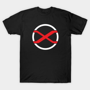 Red X-Shooter on Black T-Shirt